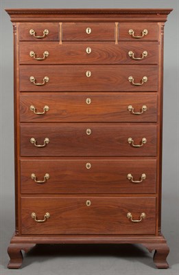 Lot 181 - Chippendale Style Benchmade Walnut Tall Chest...