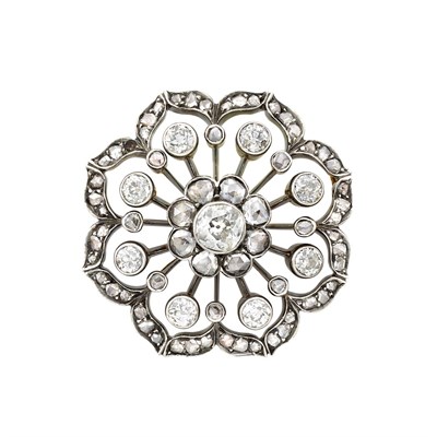 Lot 73 - Antique Silver, Gold and Diamond Pendant-Brooch