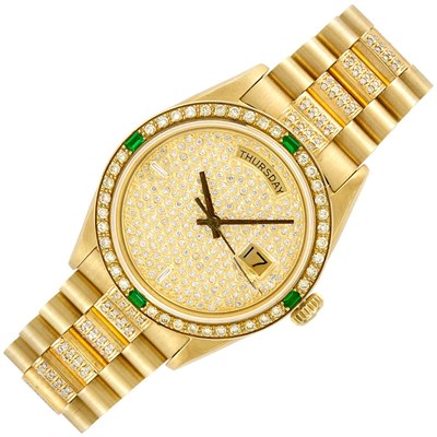 Lot 164 - Gentleman's Gold and Diamond 'President' Day-Date Wristwatch, Rolex, Ref. 1803