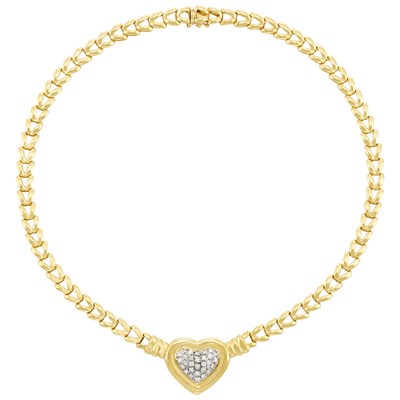 Lot 234 - Two-Color Gold and Diamond Heart Necklace