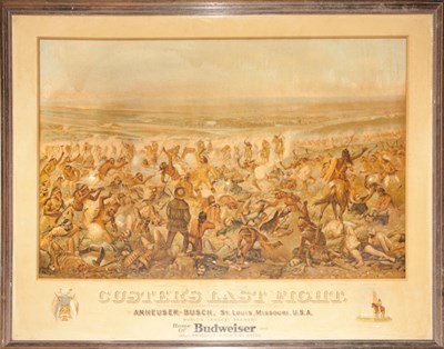 Lot 653 - [CUSTER] Large Budweiser advertising poster...
