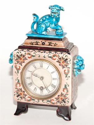 Lot 160 - Chinoiserie Style Enamel, Turquoise and Ceramic Mantel Clock