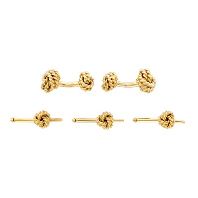 Lot 359 - Gentleman's Gold Love Knot Dress Set, Tiffany & Co.