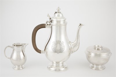 Lot 384 - George I Style Sterling Silver Chocolate Set...