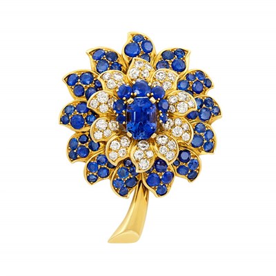 Lot 188 - Gold, Diamond and Sapphire 'Chouquette' Brooch, Rene Boivin