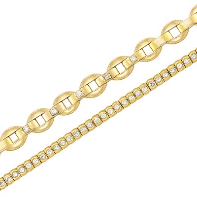 Lot 121 - Two Gold and Diamond Bracelets