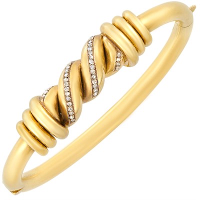 Lot 14 - Gold and Diamond Bangle Bracelet