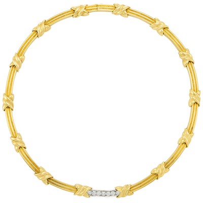 Lot 365 - Gold, Platinum and Diamond Collar Necklace, Turi