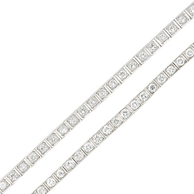 Lot 615 - Two Platinum and Diamond Straightline Bracelets