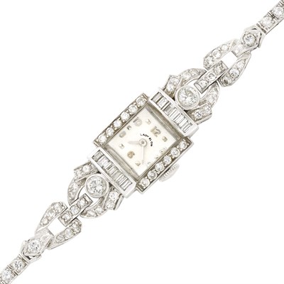 Lot 122 - Platinum and Diamond Wristwatch
