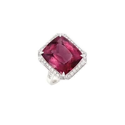 Lot 481 - White Gold, Pink Tourmaline and Diamond Ring