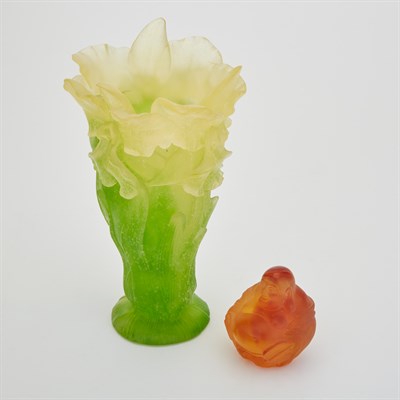 Lot 249 - Daum Pate de Cristal Orchid Vase Height 8 1/4...