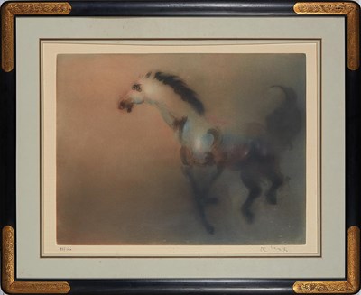 Lot 70A - Kaiki Moti [GALLOPING HORSE] Color aquatint,...
