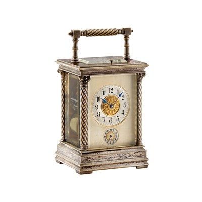 Lot 665 - Antique Grand Sonnerie Silvered Brass Carriage Clock, Giteau Eleve de Breguet, Paris