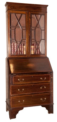 Lot 311 - George III Style Inlaid Mahogany Secretary...