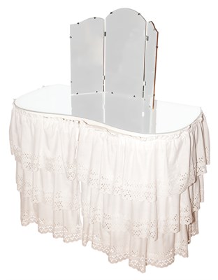 Lot 139 - Mirror Top White Painted Wood Vanity Table...