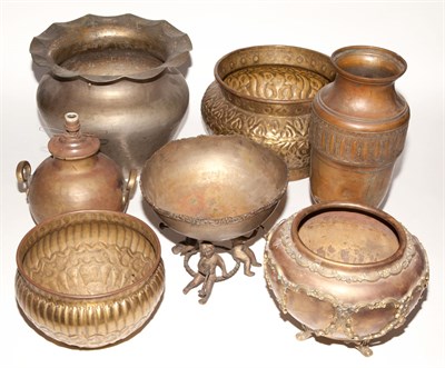 Lot 144 - Group of Seven Metal Jardinieres and Vases...