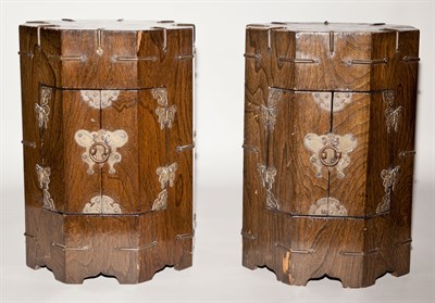 Lot 145 - Pair of Asian Stained Wood Cabinets Height 17...