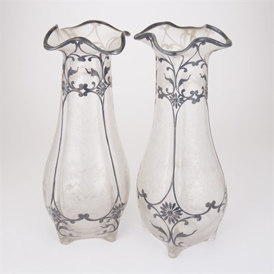 Lot 337 - Pair of Art Nouveau Style Silver Overlay and...
