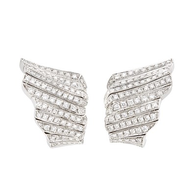 Lot 273 - Pair of White Gold and Diamond Earrings