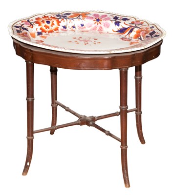 Lot 184 - English Porcelain Platter on Later Turned Wood...