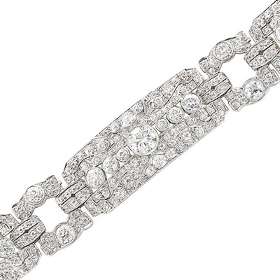 Lot 469 - Art Deco Platinum and Diamond Bracelet