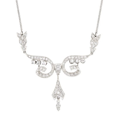 Lot 58 - Platinum, White Gold and Diamond Necklace