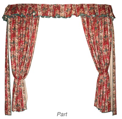 Lot 196 - Four Pairs of Floral Fabric Curtains Height...