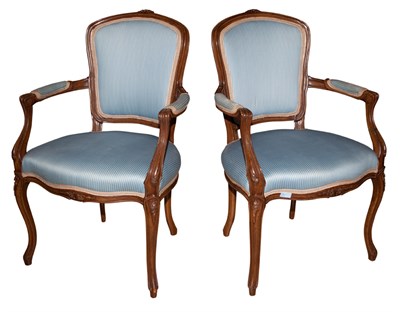 Lot 203 - Pair of Louis XVI Style Upholstered Fruitwood...