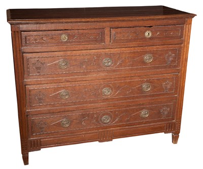 Lot 205 - Provincial Louis XVI Oak Chest of Drawers...