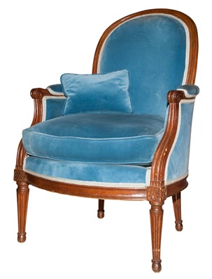 Lot 272 - Louis XVI Style Upholstered Fruitwood Bergere