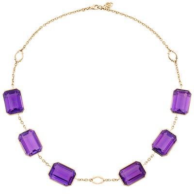 Lot 491 - Rose Gold and Amethyst Chain Necklace