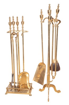 Lot 80 - Two Sets of Brass Fire Tools Height of taller...