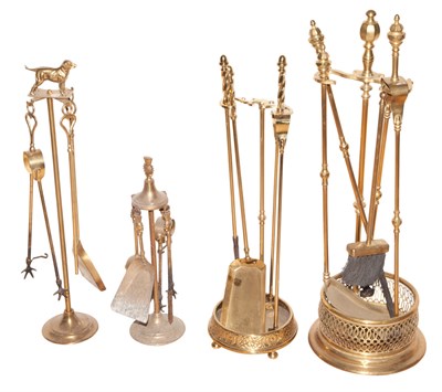 Lot 81 - Three Sets of Brass Fire Tools and a...
