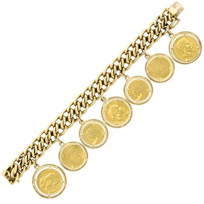 Lot 378 - Gold Coin Charm Bracelet