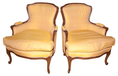 Lot 105 - Pair of Louis XV Style Upholstered Fruitwood...