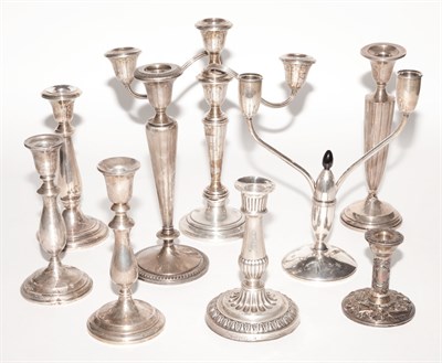 Lot 279 - Group of Silver and Silver Plated Candlesticks...