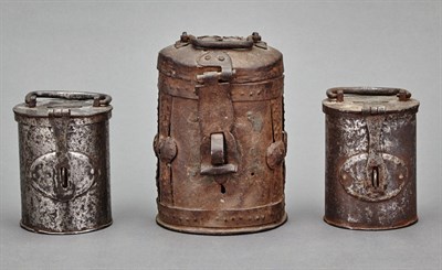 Lot 655 - Wrought Iron Portable Money Box Possibly...