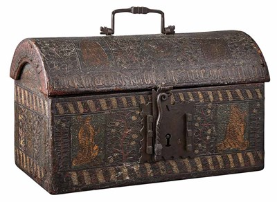 Lot 649 - Cuir Bouilli and Iron Banded Casket Possibly...