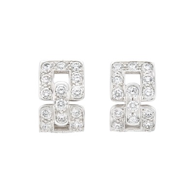 Lot 2 - Pair of Platinum and Diamond Half-Hoop Earrings, Tiffany & Co.