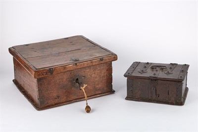 Lot 613 - Two Continental Metal Mounted Wood Boxes 18th...