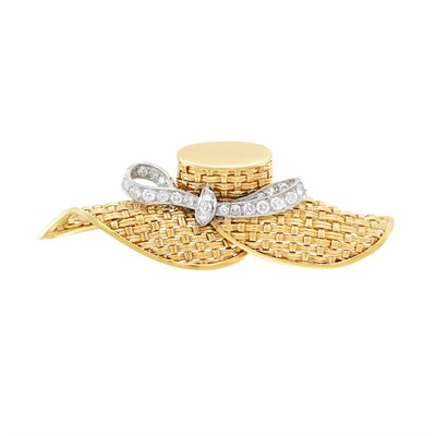 Lot 281 - Gold, Platinum and Diamond Sun Hat Pin, France