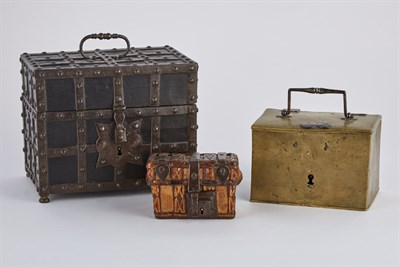 Lot 680 - Continental Metal Mounted Ebonized Wood Casket...