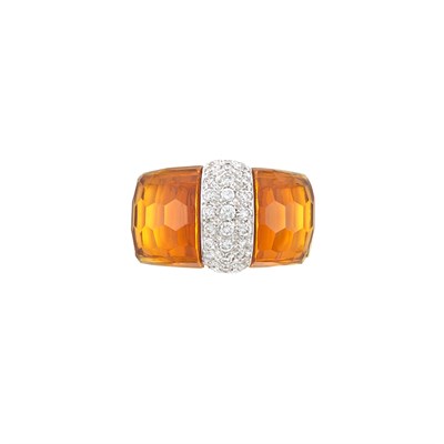 Lot 74 - Two-Color Gold, Diamond and Citrine Ring, Legnazzi