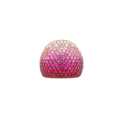 Lot 227 - Rose Gold, Ruby, Pink and White Sapphire Ombre Ring, Gioielleria Curnis