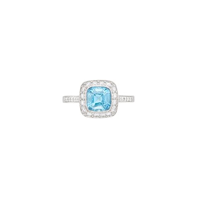 Lot 12 - Platinum, Aquamarine and Diamond Ring, Tiffany & Co.