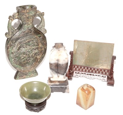 Lot 313 - Group of Five Chinese Hardstone Articles...