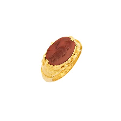 Lot 55 - High Karat Gold and Carnelian Intaglio Ring