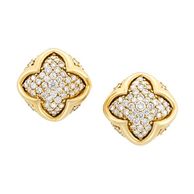 Lot 546 - Pair of Gold and Diamond Earclips, Hammerman Brothers