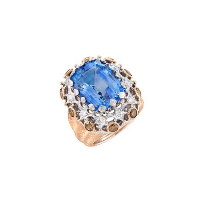Lot 488 - Two-Color Gold, Sapphire, Diamond and Colored Diamond Ring, Mario Buccellati